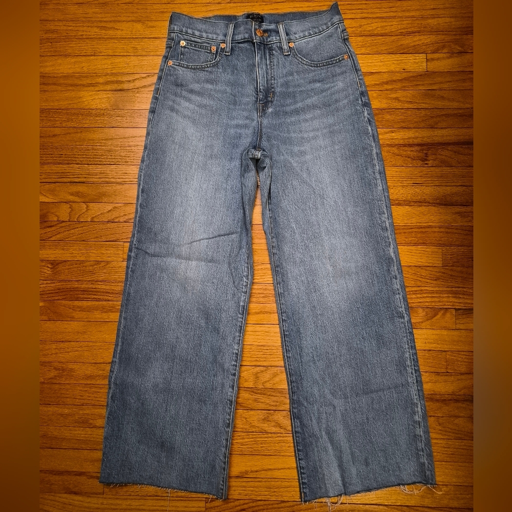 J. Crew Women's Ankle-Length Wide-Leg Jeans in Medium Blue